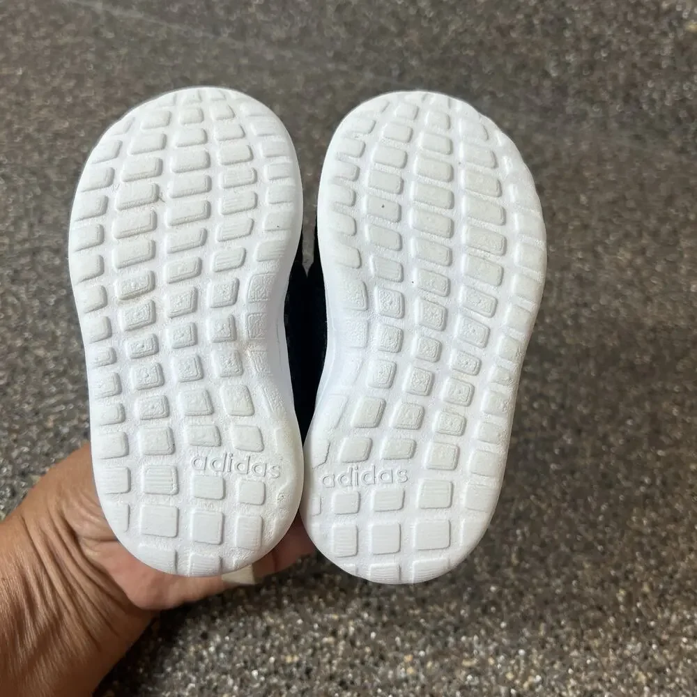 adidas Little Kids Infant Sz 5 Classic Black/White Mesh Sneaker Shoe Slip On Low